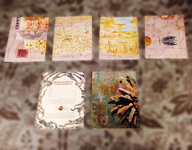 Four maps, Monster guide book and DM screen from the Planescape Campaign Setting Box.