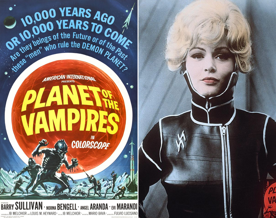 Plant of the Vampires movie poster and Evi Marandi playing one of the crew members of the doomed spaceship, the Argos.