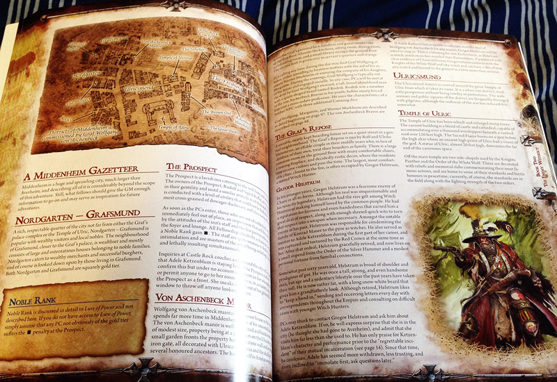 A couple of pages from The Enemy Within from Warhammer Fantasy Roleplay.