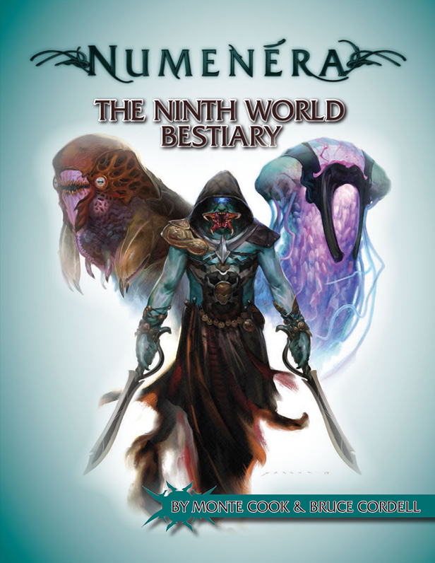 Cover of The Ninth World Bestiary for the Numenera RPG game. (Source: www.MonteCookGames.com)