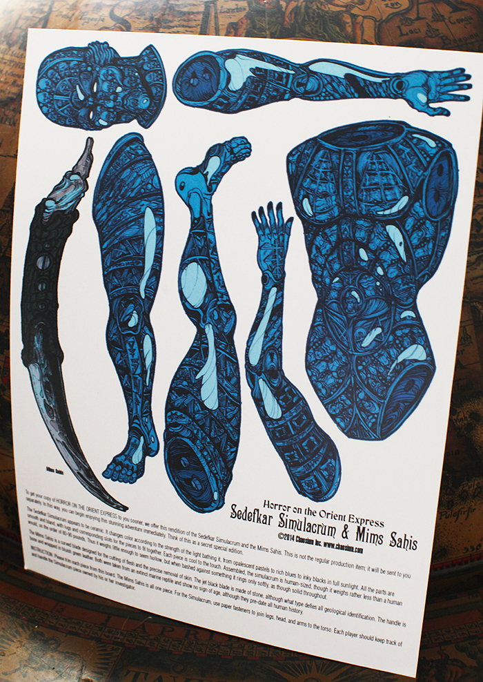 Cut out pieces for the Sedefkar Simulacrum which is also included with the Horror on the Orient Express boxed set.